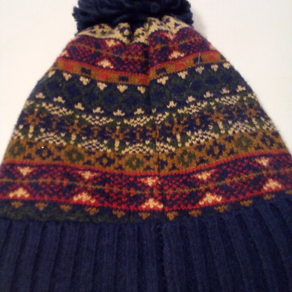 Gap Kids Pom Hat Beanie Boys L XL Pattern Blue Red Green - Picture 11 of 12